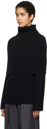 ALAINPAUL Black Covered Shoulders Turtleneck