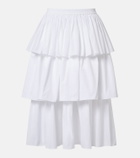 Alaïa Ruffled tiered cotton midi skirt