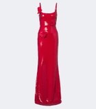 David Koma Floral-appliqué sequined gown