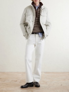 Kiton - Suede-Trimmed Shell Field Jacket - Neutrals