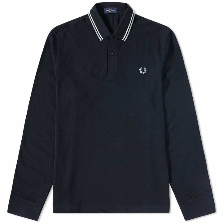 Photo: Fred Perry Authentic Men's Long Sleeve Twin Tipped Polo Shirt in Black/White/Blue