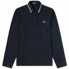 Fred Perry Authentic Men's Long Sleeve Twin Tipped Polo Shirt in Black/White/Blue