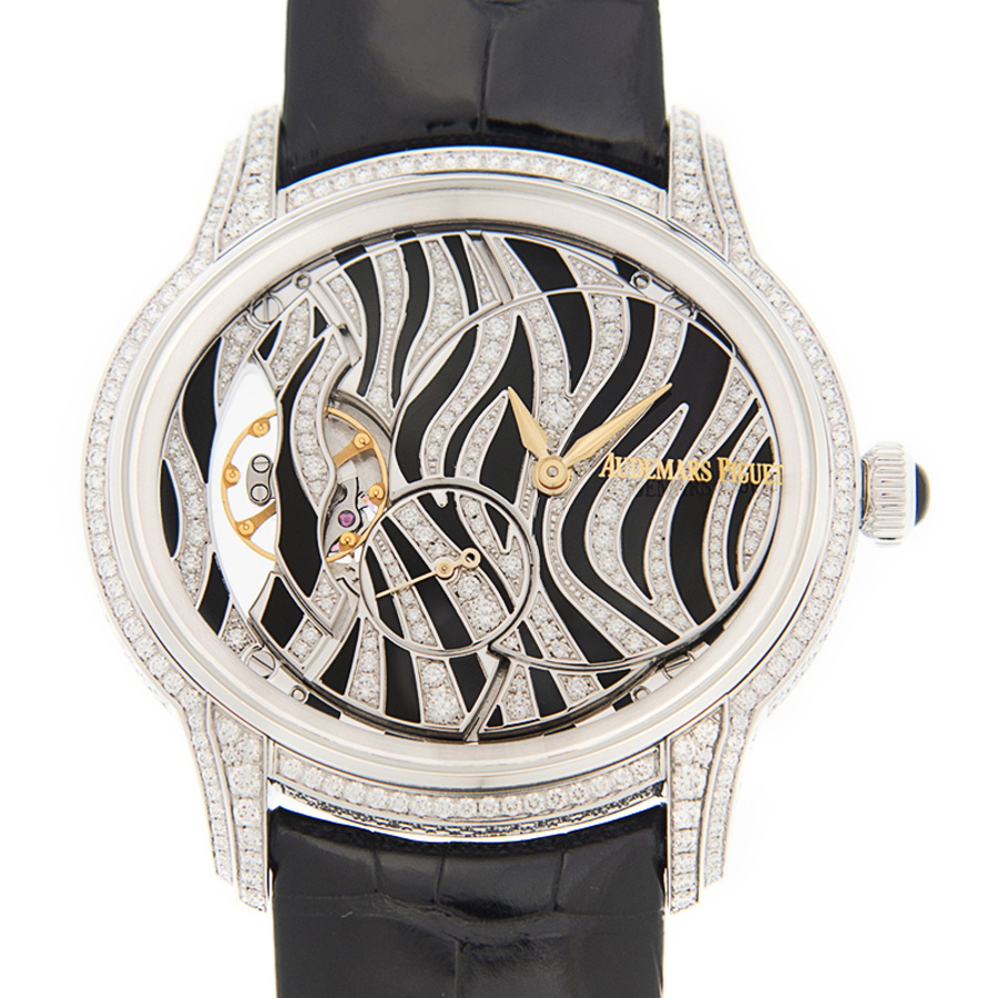 Audemars Piguet Millenary Zebra Diamond Pattern Dial 18 Carat White Gold Ladies Watch