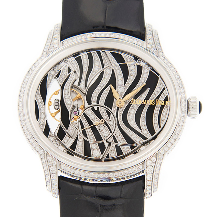 Photo: Audemars Piguet Millenary Zebra Diamond Pattern Dial 18 Carat White Gold Ladies Watch