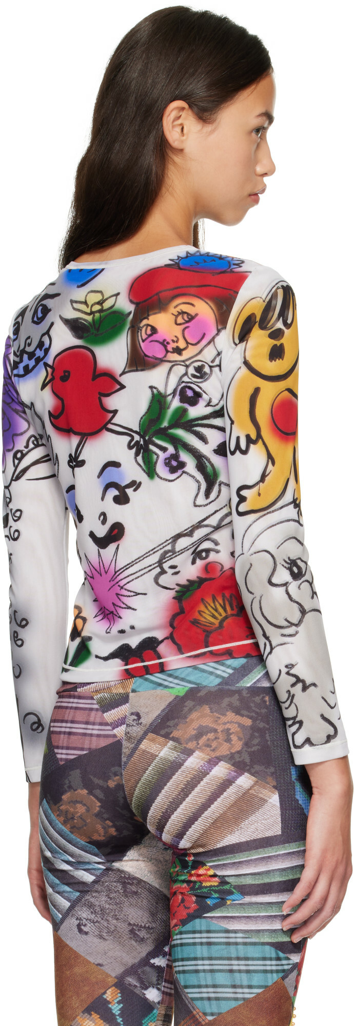 Chopova Lowena White Spray It Fitted Mesh Top