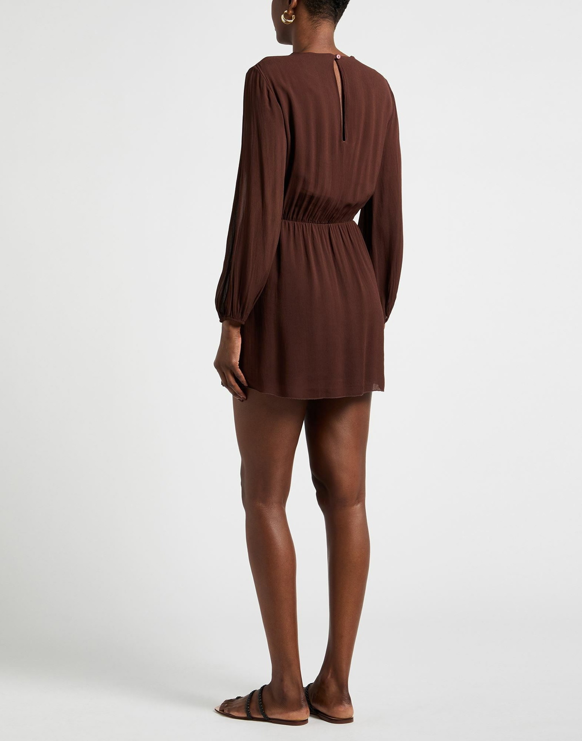Manila Grace Womens Mini dress Chocolate in Brown