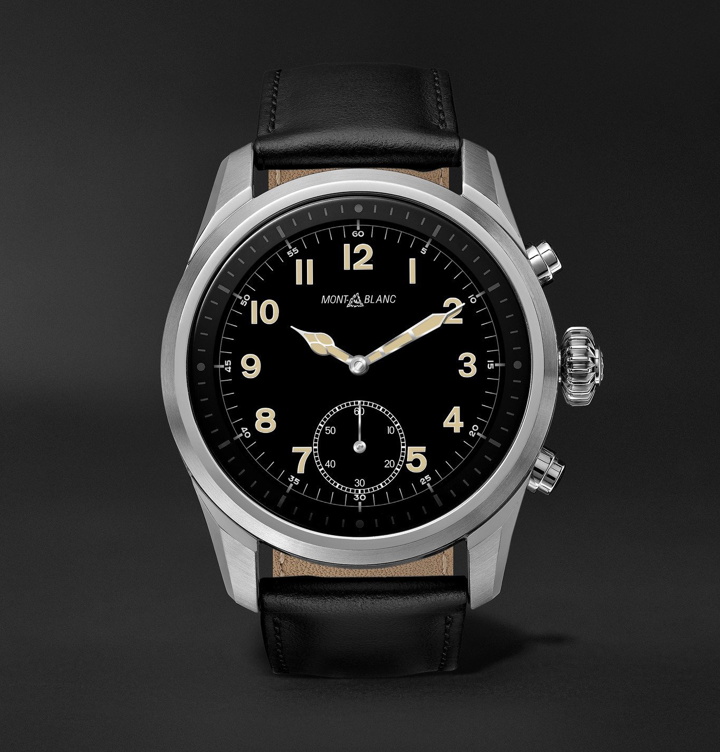 Photo: Montblanc - Summit 2 42mm Stainless Steel and Leather Smart Watch, Ref. No. 119440 - Black