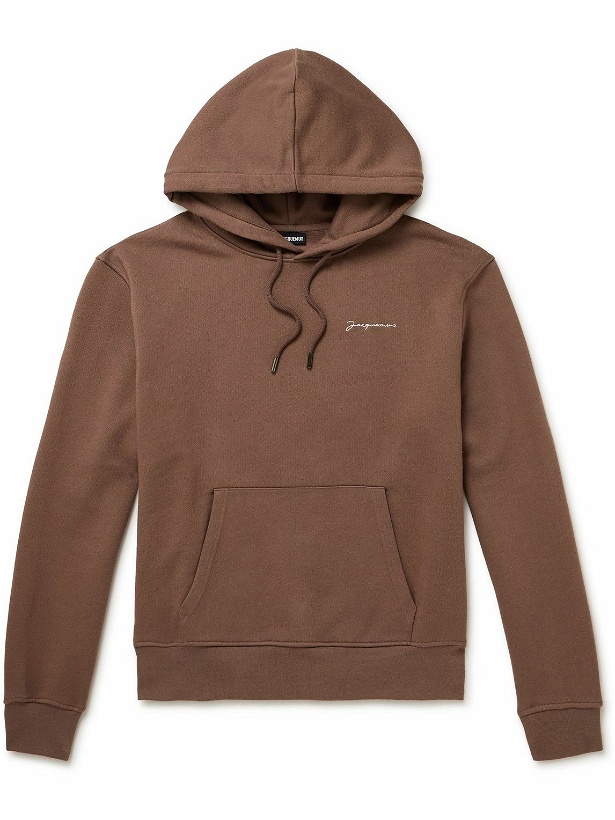 Photo: Jacquemus - Logo-Embroidered Organic Cotton-Jersey Hoodie - Brown