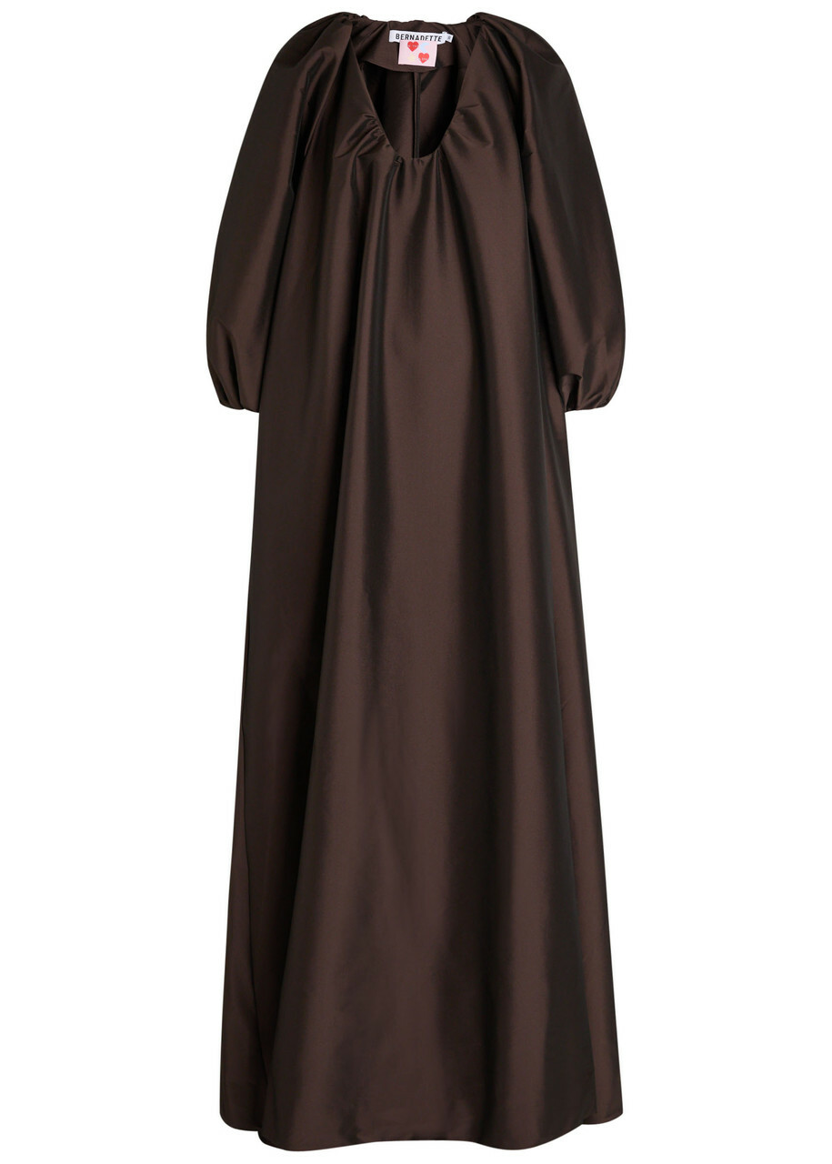 Bernadette George Stretch-taffeta Maxi Dress Dark Brown