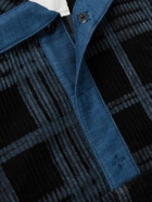 Story Mfg. - Polite Logo-Embroidered Checked Organic Cotton-Corduroy Sweatshirt - Blue