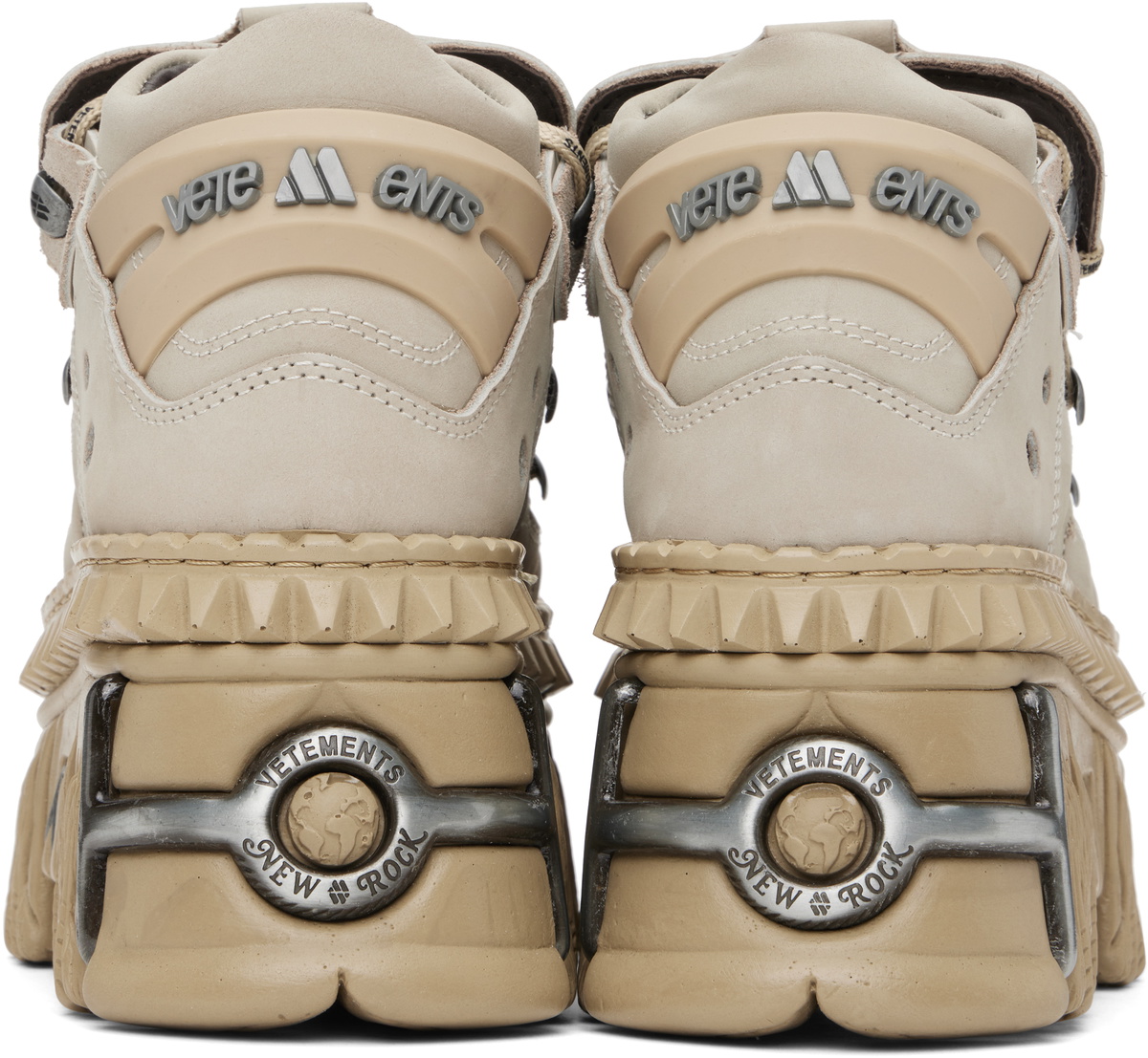 VETEMENTS Beige New Rock Edition Fire Platform Sneakers