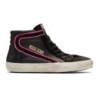 Golden Goose Black and Pink Suede Slide Sneakers