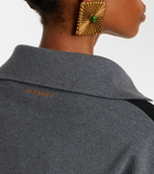 Versace Suede-trimmed wool-blend zip-up sweater