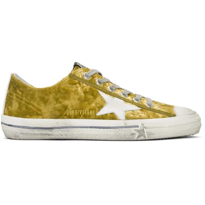 Photo: Golden Goose Gold and White Velvet Superstar Sneakers