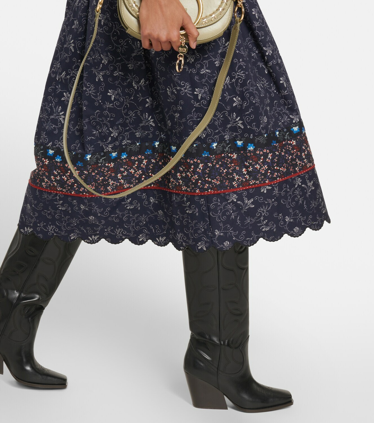 See By Chloé Floral cotton midi skirt