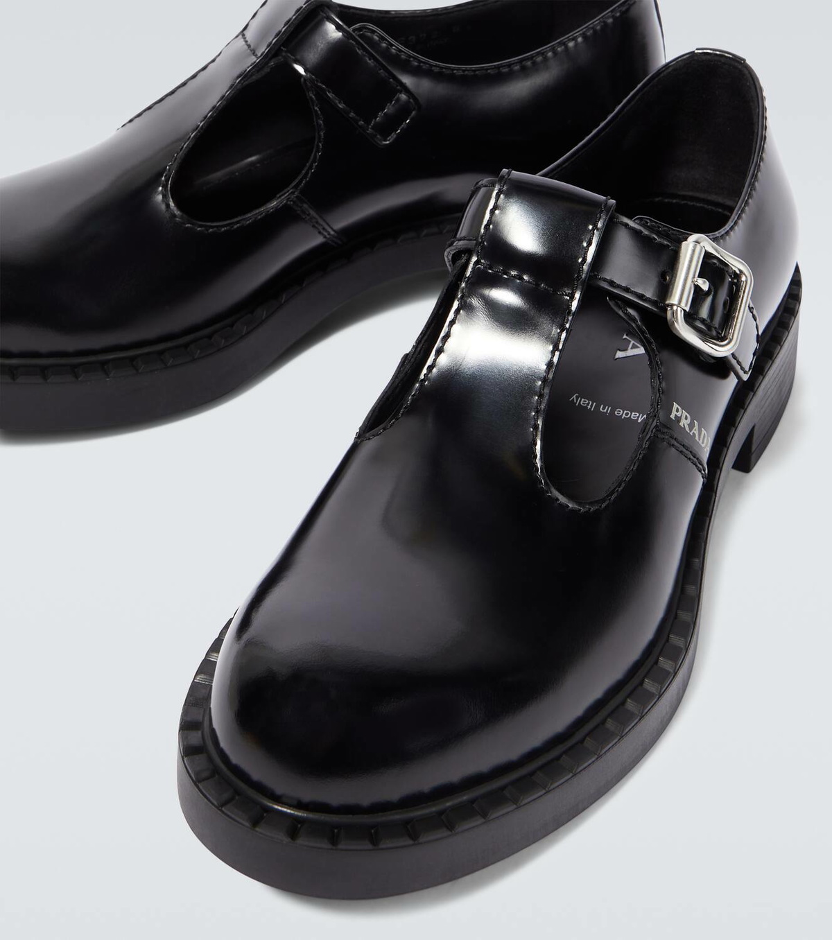 Prada Leather T-Strap Mary Jane shoes