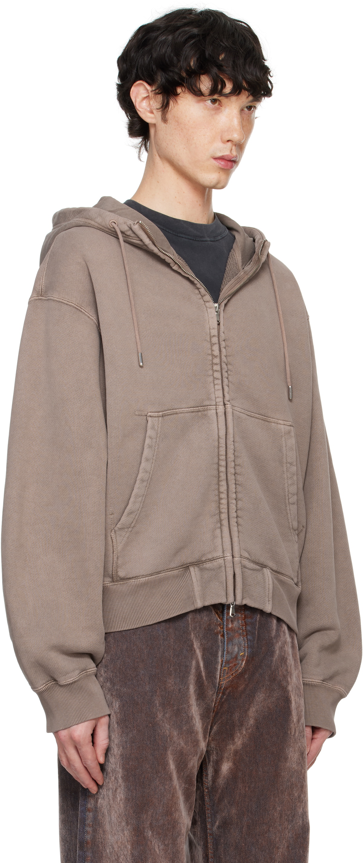 HOPE Brown Bubble Zip Hoodie HOPE