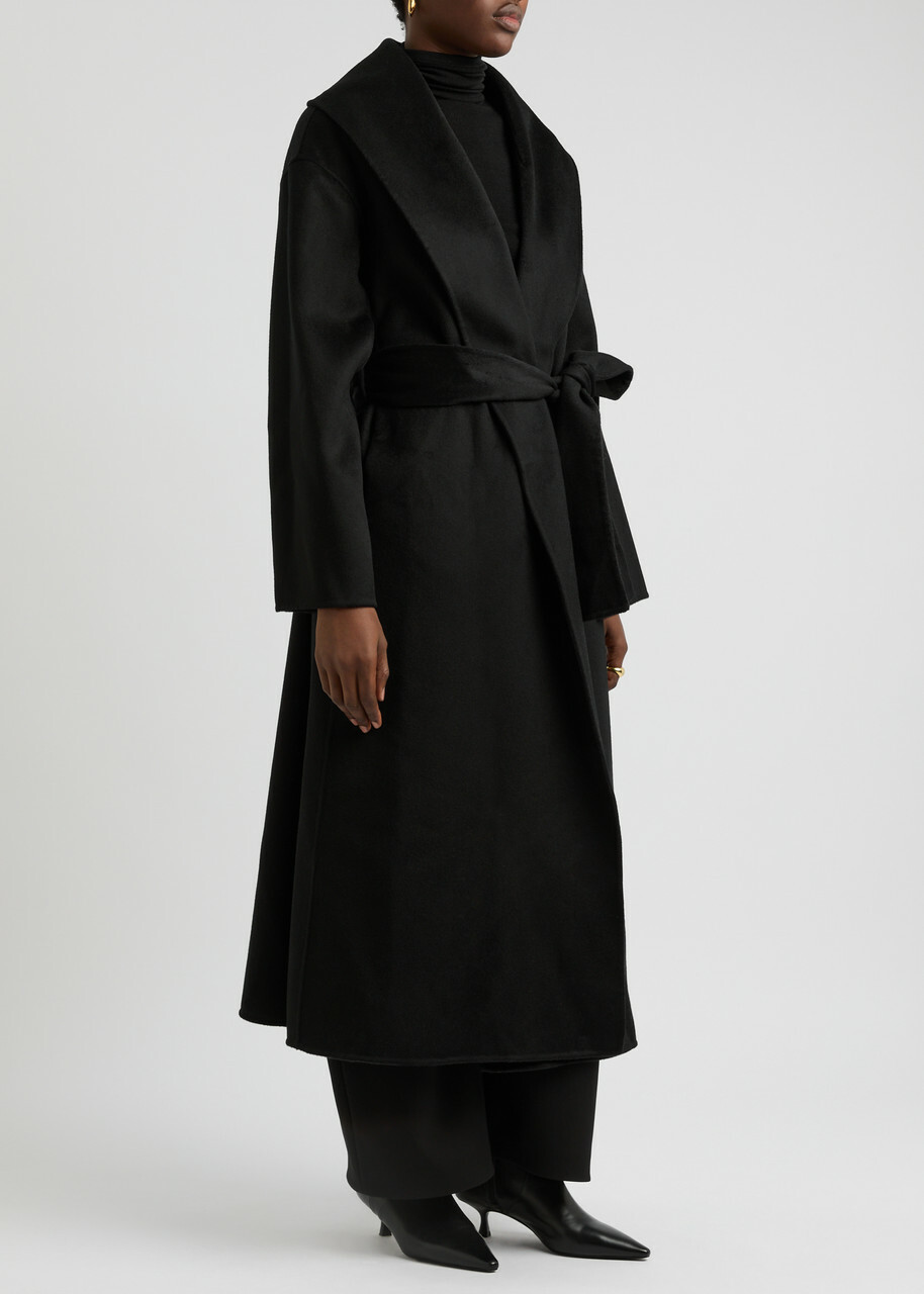 Aexae Belted Wool-blend Coat Black