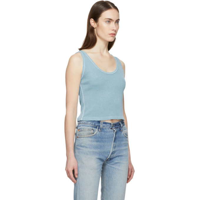 Amo Blue Rib Crop Tank Top