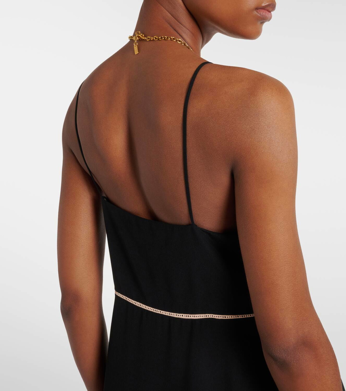 Chloé Lace-trimmed silk chiffon midi dress Chloe