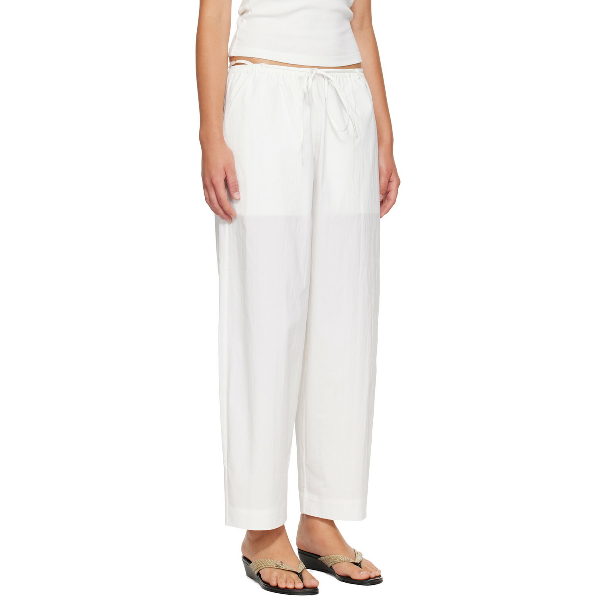 St. Agni White Fine Rouleau Crop Trousers