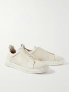 Zegna - Triple Stitch Full-Grain Leather Sneakers - White