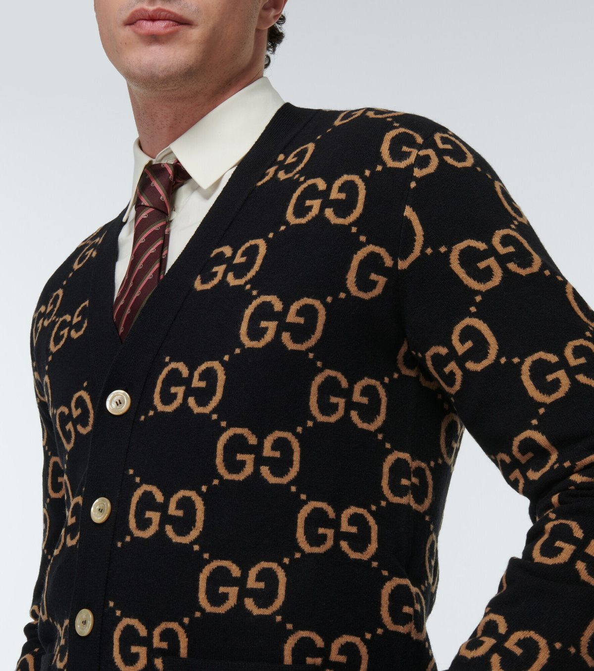 Gucci Gg Jacquard Wool Cardigan Gucci 9928