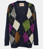 Plan C Argyle intarsia wool-blend cardigan