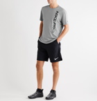 Nike Training - Pro Logo-Print Cotton-Blend T-Shirt - Gray