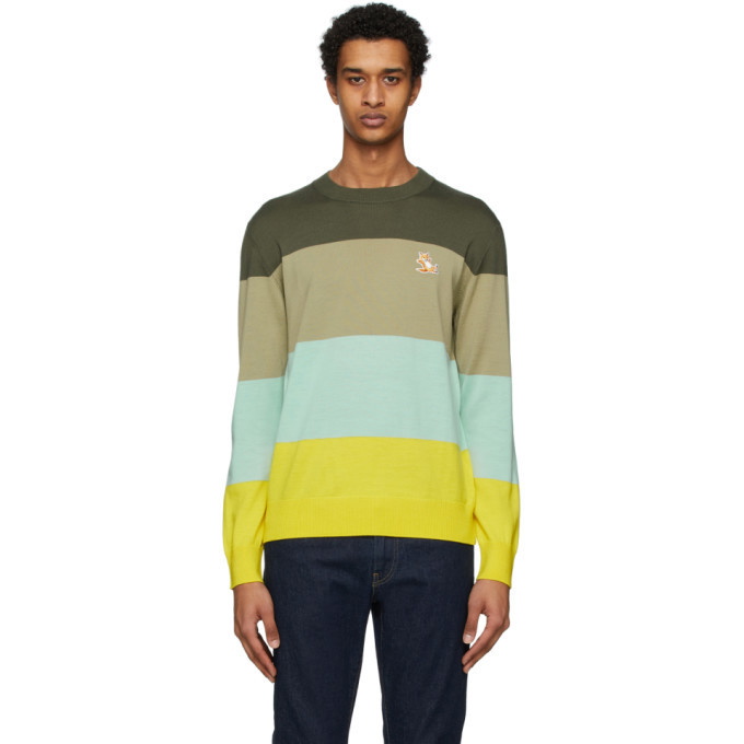 Photo: Maison Kitsune Multicolor Merino Rainbow Stripes Sweater