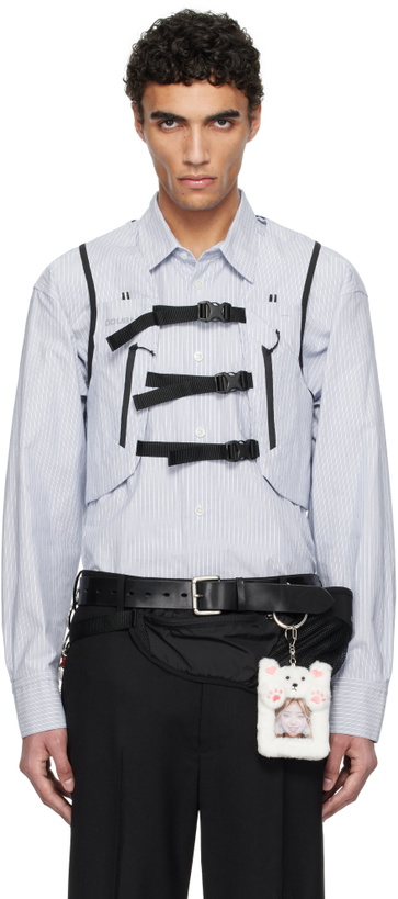 Photo: doublet Blue & White Trail Vest Stripe Shirt