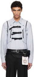 doublet Blue & White Trail Vest Stripe Shirt