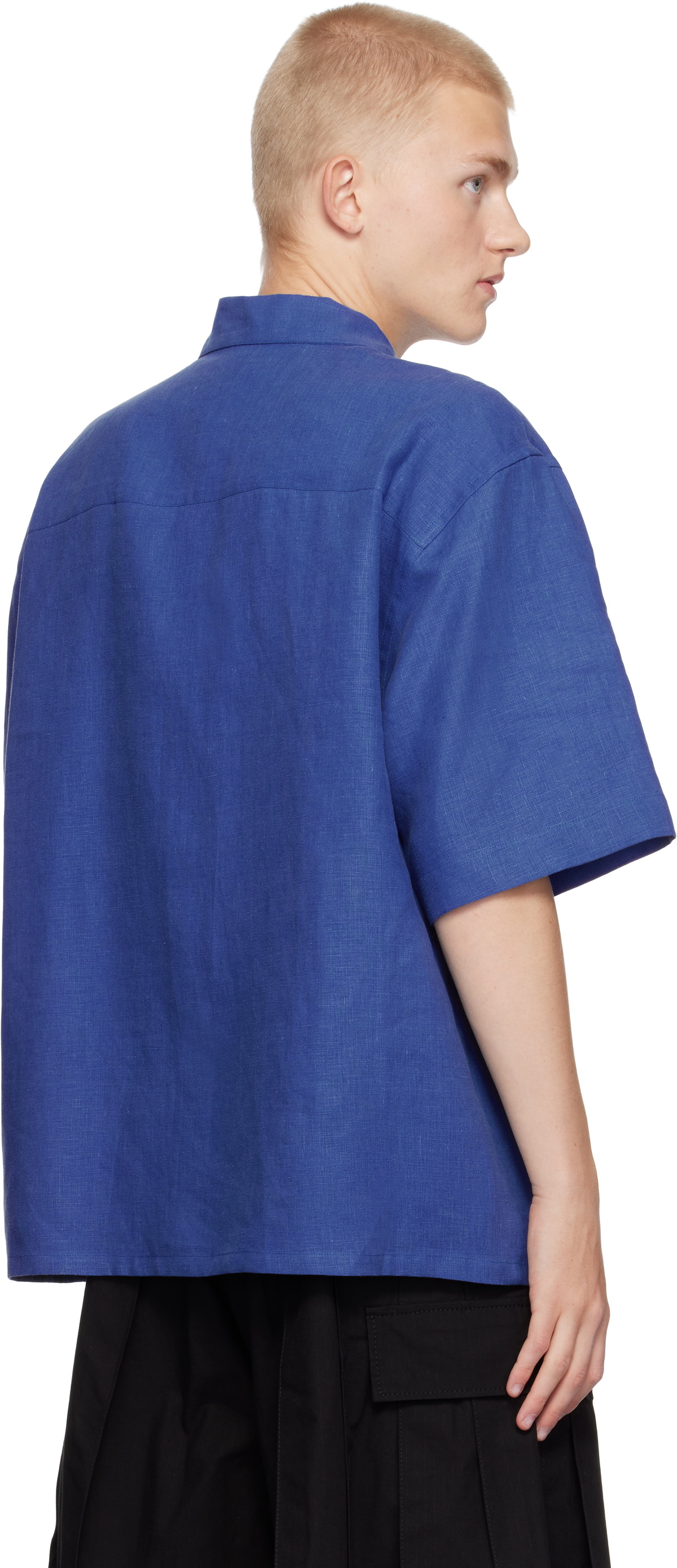 Marni Blue Embroidered Bowling Shirt