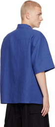 Marni Blue Embroidered Bowling Shirt