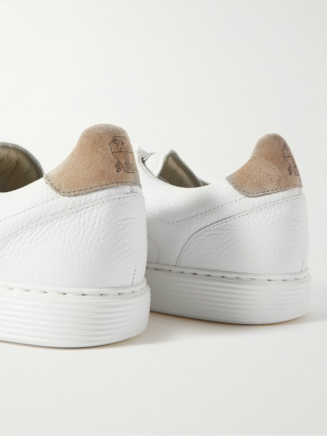 Brunello Cucinelli - Suede-Trimmed Full-Grain Leather Sneakers - White ...