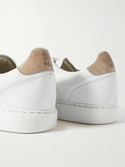 Brunello Cucinelli - Suede-Trimmed Full-Grain Leather Sneakers - White