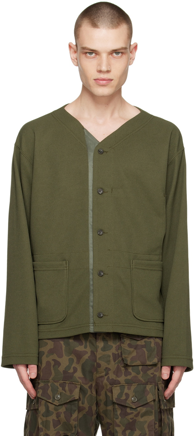 Photo: Engineered Garments Khaki Concealed Trim Cardigan