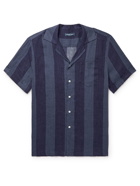 FRESCOBOL CARIOCA - Thomas Camp-Collar Striped Linen Shirt - Blue
