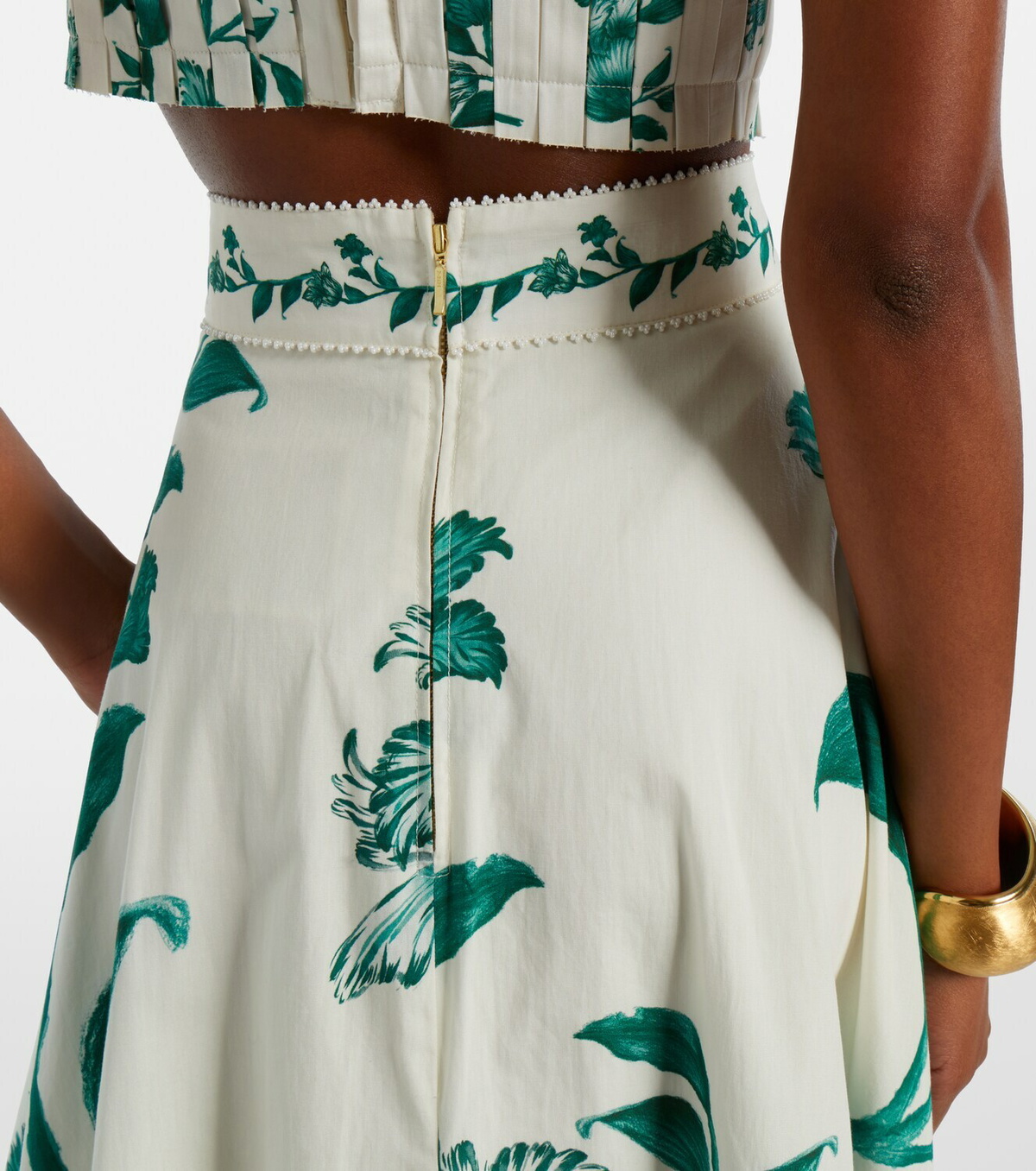 Agua by Agua Bendita Bergamota embellished floral cotton maxi skirt