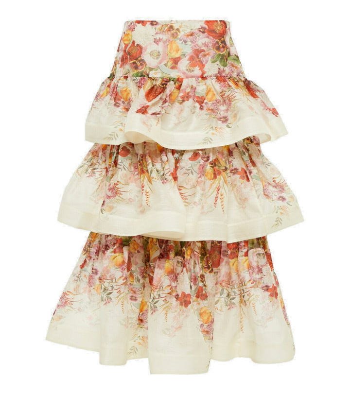 Photo: Zimmermann - Tiered linen and silk midi skirt