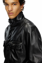 Diesel Leather jacket with utility pockets - Leather jackets - Unisex - Black