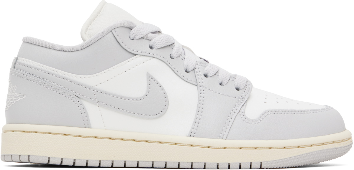 Nike Jordan White & Gray Air Jordan 1 Low Sneakers