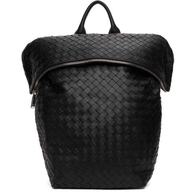 Photo: Bottega Veneta Black Nappa Intrecciato Medium Backpack