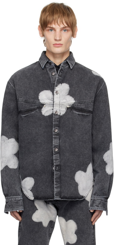 Photo: FORMA Black Bleached Flowers Denim Shirt