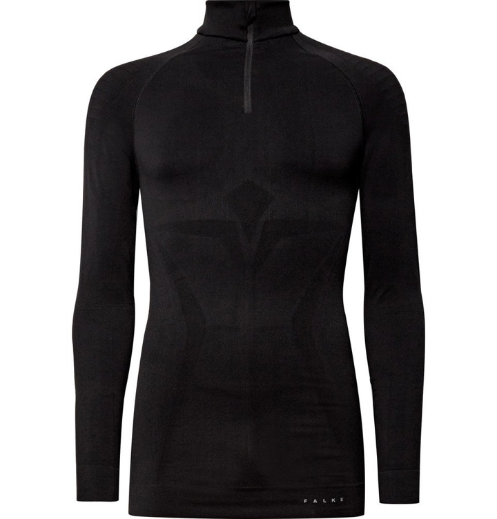 Photo: FALKE Ergonomic Sport System - Maximum Stretch-Knit Half-Zip Base Layer - Black