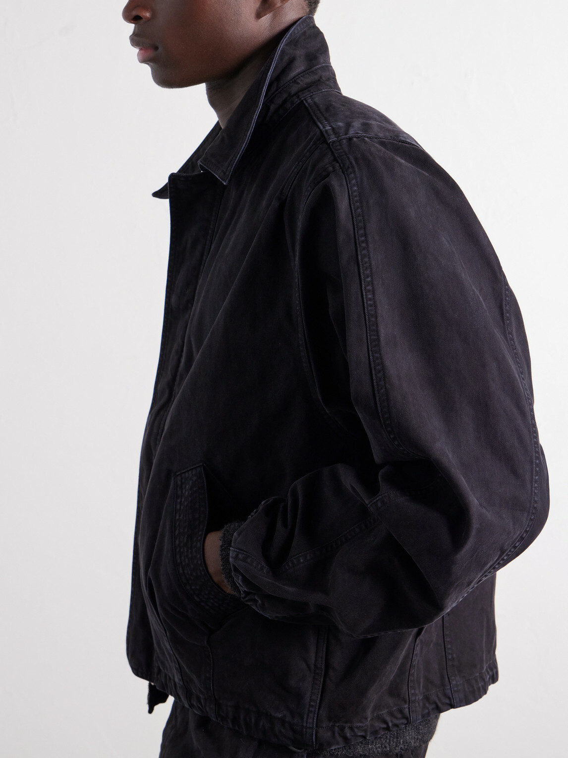 YOKE - Garment-Dyed Cotton-Twill Blouson Jacket - Black