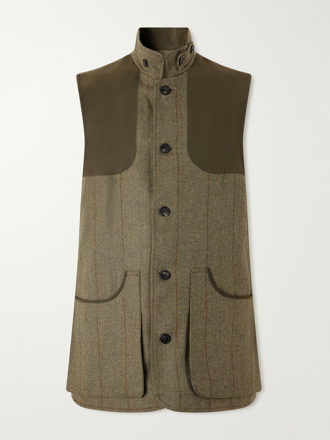 Purdey - Herringbone Wool-Blend Tweed Gilet - Green