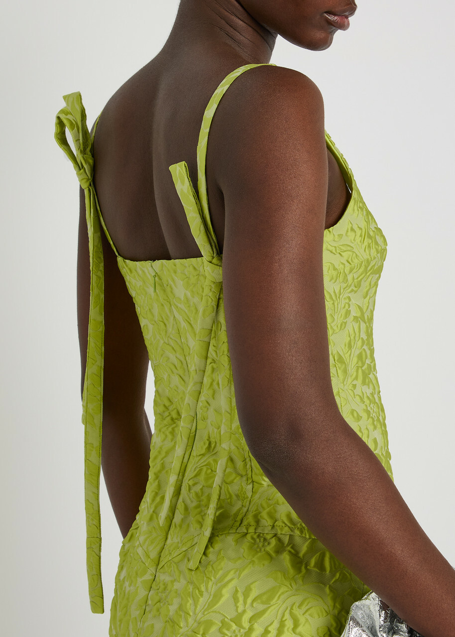 Emilia Wickstead Eliezer Floral-jacquard Cloqué Mini Dress Green