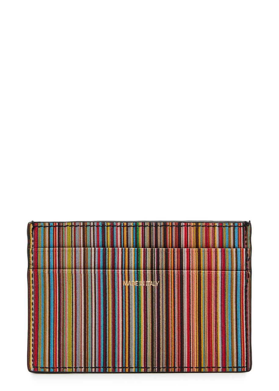 Paul Smith Signature Striped Leather Card Holder - Black - One Size
