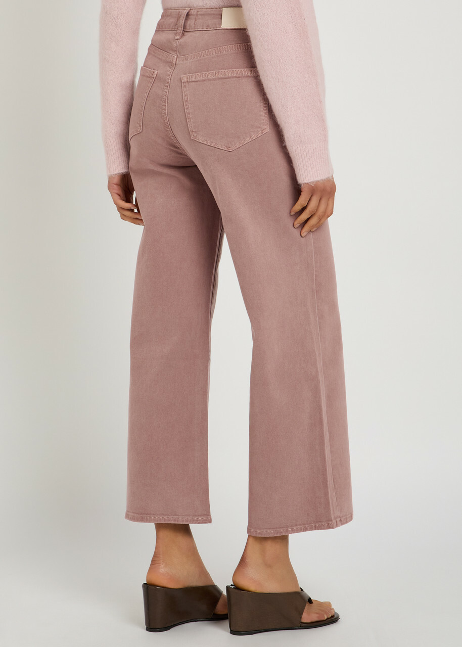 Paige Anessa Cropped Wide-leg Jeans Pink